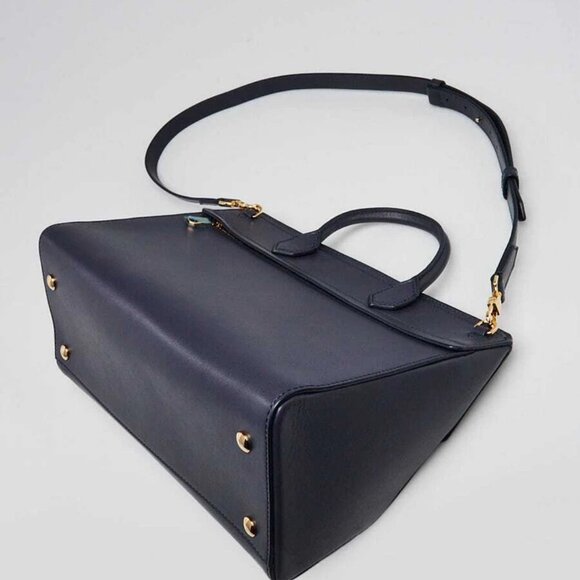 Burberry Blue Smooth Leather Small Elizabeth Tote Bag - Picture 3 of 12